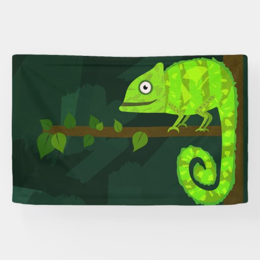 Groene schattige kameleon spandoek (Horizontaal)