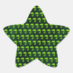 Groene schattige kameleon ster sticker