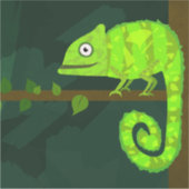 Groene schattige kameleon sticker (Voorkant)