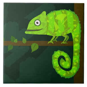 Groene schattige kameleon tegeltje