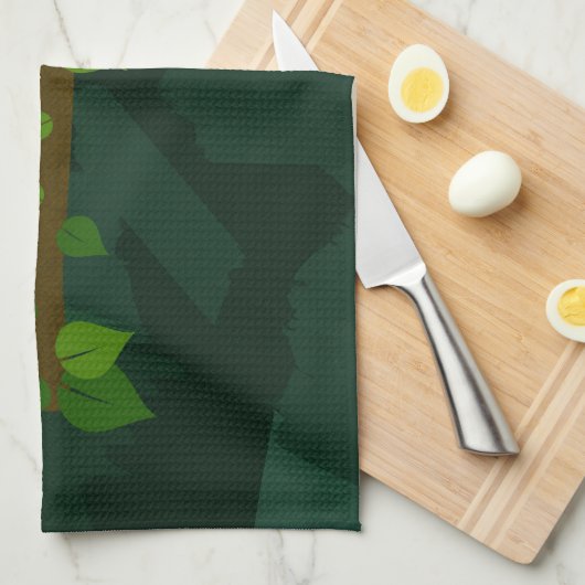 Groene schattige kameleon theedoek (Quarter Fold)