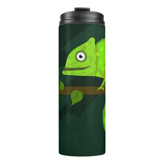 Groene schattige kameleon thermosbeker (Voorkant)