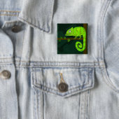 Groene schattige kameleon vierkante button 5,1 cm (In situ)