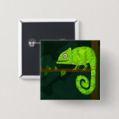 Groene schattige kameleon vierkante button 5,1 cm (Voorkant /achterkant)