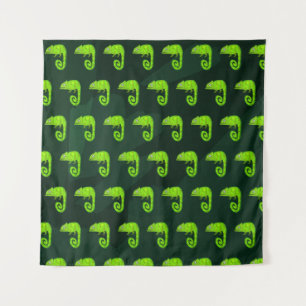 Groene schattige kameleon wandkleed