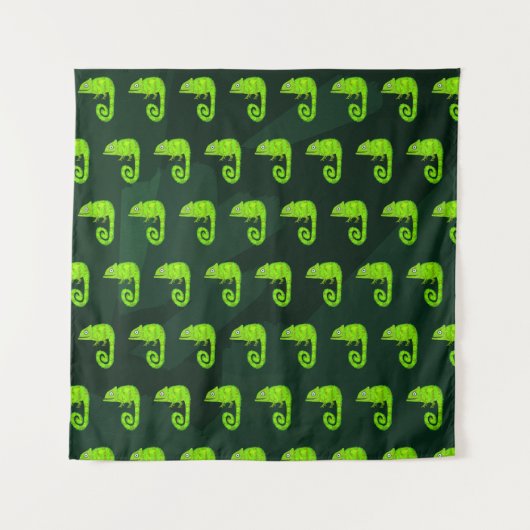Groene schattige kameleon wandkleed (Voorkant)