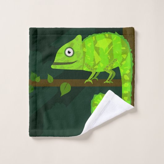 Groene schattige kameleon washandje (Wasdoekje)