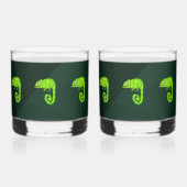 Groene schattige kameleon whisky glas (Achterkant)