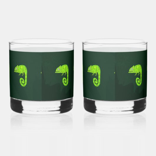 Groene schattige kameleon whisky glas (Rechts)