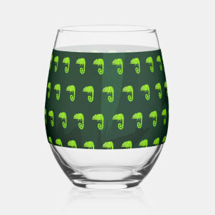 Groene schattige kameleon wijnglas zonder voet