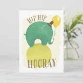 Groene schattige olifant. Kinderen verjaardagsdier Feestdagenkaart (Staand voorkant)