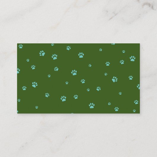 Groene Schattige Paws Waterverf Honden Visitekaartje (Achterkant)