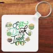 Groene schattige regenboogfeestdag sleutelhanger (Achterkant)