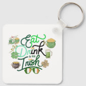 Groene schattige regenboogfeestdag sleutelhanger (Achterkant)