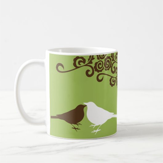 Groene schattige vogelnaam, bridal cadeaukoffie mo koffiemok (Links)