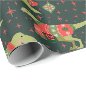 Groene Schattigee Dinosaurussen Kersttruien Cadeaupapier (Rol Hoek)