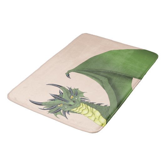 Groene Schattigee Dragon Portrait Peach Badmat (Gekanteld)