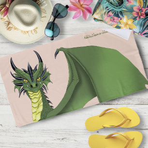 Groene Schattigee Dragon Portrait Peach Strandlaken