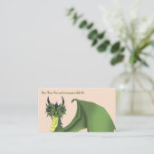 Groene Schattigee Dragon Portrait Peach Visitekaartje (Staand voorkant)