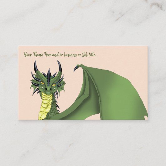 Groene Schattigee Dragon Portrait Peach Visitekaartje (Voorkant)