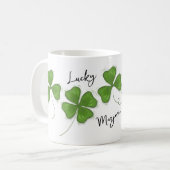 Groene Schattigee Four Leaf Clover gepersonaliseer Koffiemok (Voorkant links)