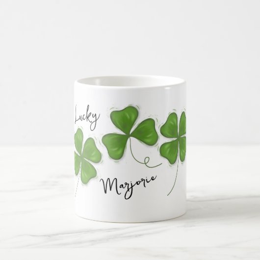 Groene Schattigee Four Leaf Clover gepersonaliseer Koffiemok (Center)