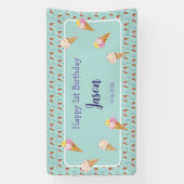 Groene Schattigee Ice Cream Cone Kinder Jongen Ver Spandoek (Verticaal)