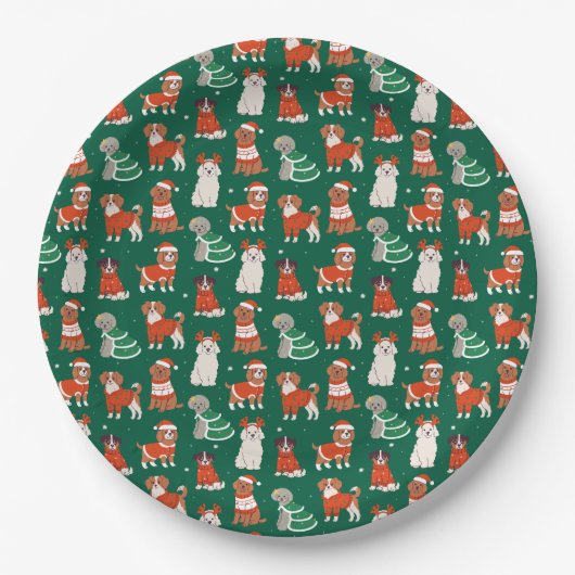 Groene Schattigee Kersthonden Vakantie Puppy Patro Papieren Bordje (Voorkant)