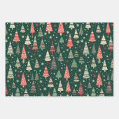 Groene Schattigee kerstset van 3 Inpakpapier Vel (Voorkant)