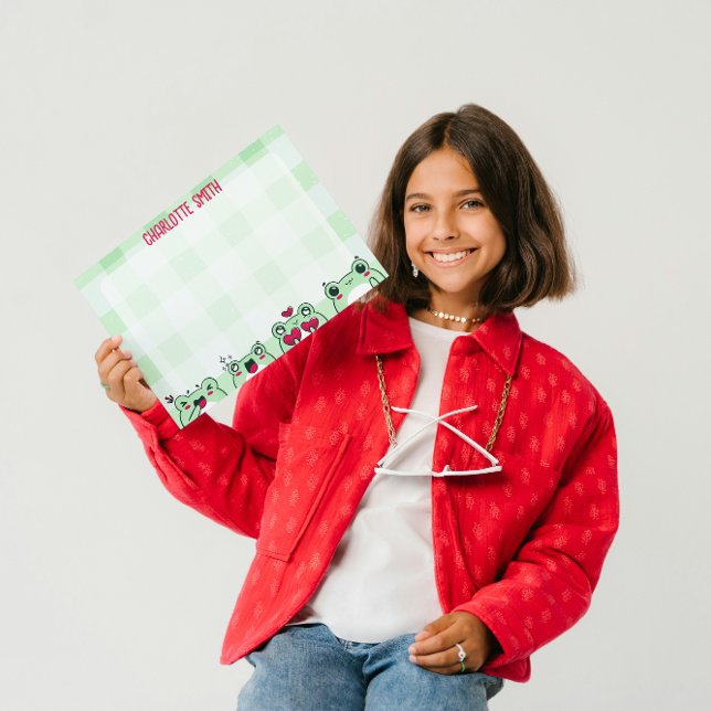 Groene Schattigee Kinder  Manga Cartoon Kikker Briefhoofd (Creator heeft geüpload)