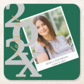 Groene Schattigee Klasse van 2025 Foto Graduation  Kartonnen Onderzetters (Voorkant)