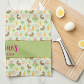 Groene Schattigee Paaskeuken Handdoek Gepersonalis (Quarter Fold)