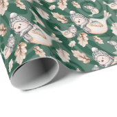 Groene Schattigee Sparrow Waterverf Handbeschilder Cadeaupapier (Rol Hoek)