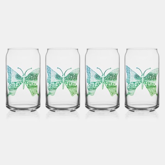 Groene Schattigee zen vlinderbril Blikvorm Glas (Achterkant)