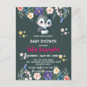 Groene Schattigee zoete pinguïn bloem baby shower  Briefkaart (Voorkant)