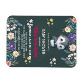 Groene Schattigee zoete pinguïn bloem baby shower Magneet (Horizontaal)