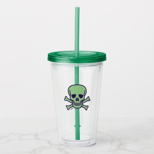 Groene schedel acryl tumbler acryl drinkbeker (Voorkant)