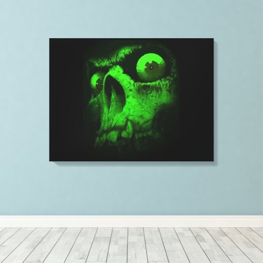 Groene schedel canvas afdruk (Insitu (Houten vloer))