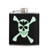 Groene schedel- en beenderkolf heupfles (Voorkant)