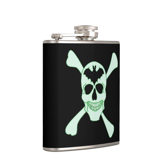Groene schedel- en beenderkolf heupfles (Rechts)
