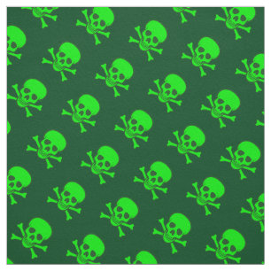 Groene schedel- en beenderpatroon stof