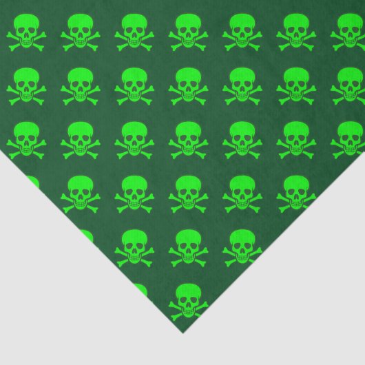 Groene schedel- en beenderpatroon tissuepapier (Detail)