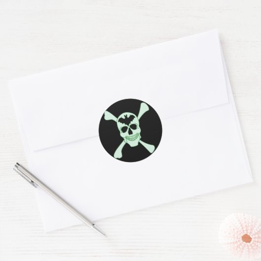 Groene schedel en dwarsbeenderen Stickers (Envelop)