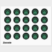 GROENE SCHEDEL EN GITAREN RONDE STICKER (Vel)