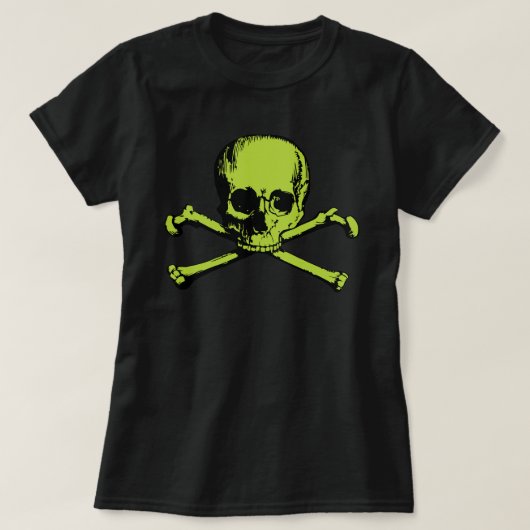 Groene schedel en kruisbeenderen T-shirt (Design voorkant)