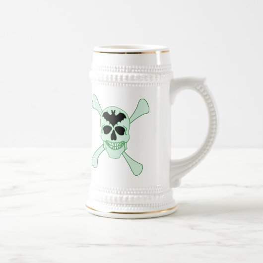 Groene schedel en kruisgraten bierpul (Rechts)