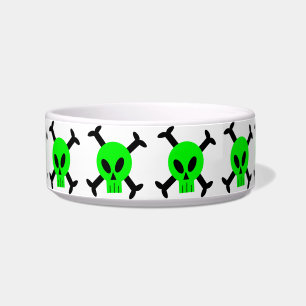 Groene schedel en kruisgraten voerbakje