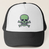 Groene schedel groen zwart trucker hoed trucker pet (Voorkant)