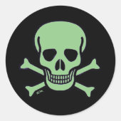 Groene schedel grote ronde stickers (Voorkant)