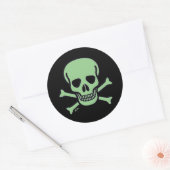 Groene schedel grote ronde stickers (Envelop)